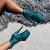 The Glitterati Ankle Boot - Ocean Eyes - 8 INCH, stripper shoe, stripper heel, pole heel, not a pleaser, platform, dancer, pole dance, floor work