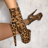 Empire Kicks Booties - Leopard - 8 INCH, stripper shoe, stripper heel, pole heel, not a pleaser, platform, dancer, pole dance, floor work