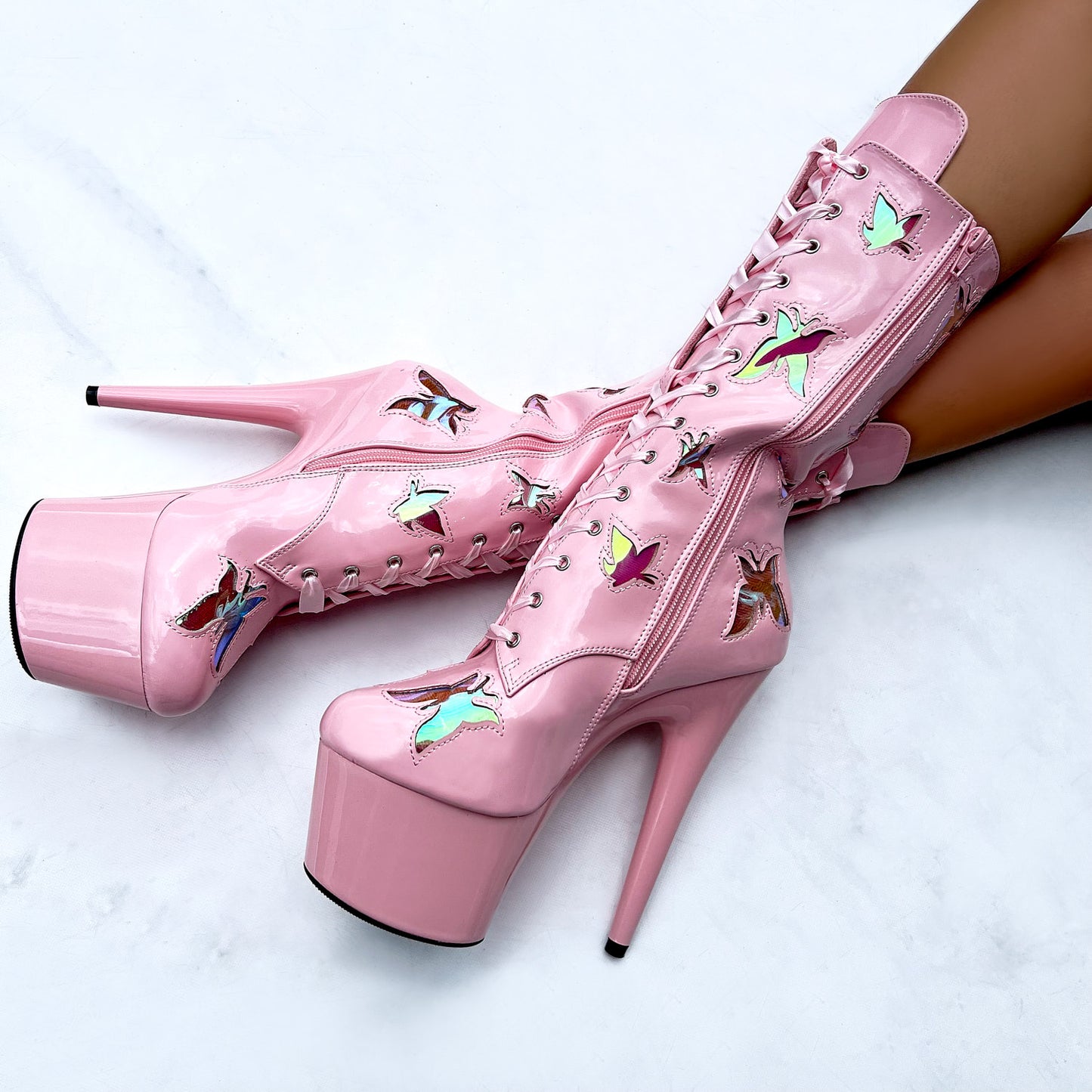 Side view of Butterfly Boot - Pink - 7 INCH