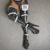 Branded Thigh High - Black - 8 INCH, stripper shoe, stripper heel, pole heel, not a pleaser, platform, dancer, pole dance, floor work