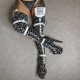 Branded Thigh High Wide Fit - Black - 8 INCH, stripper shoe, stripper heel, pole heel, not a pleaser, platform, dancer, pole dance, floor work