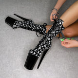 Branded Boot - Black/Black - 9 INCH, stripper shoe, stripper heel, pole heel, not a pleaser, platform, dancer, pole dance, floor work