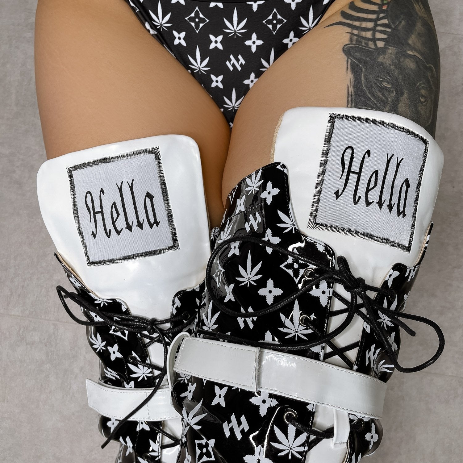 Branded Thigh High - Black - 8 INCH, stripper shoe, stripper heel, pole heel, not a pleaser, platform, dancer, pole dance, floor work