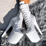 The Glitterati Boot - Snow Kween - 8 INCH, stripper shoe, stripper heel, pole heel, not a pleaser, platform, dancer, pole dance, floor work