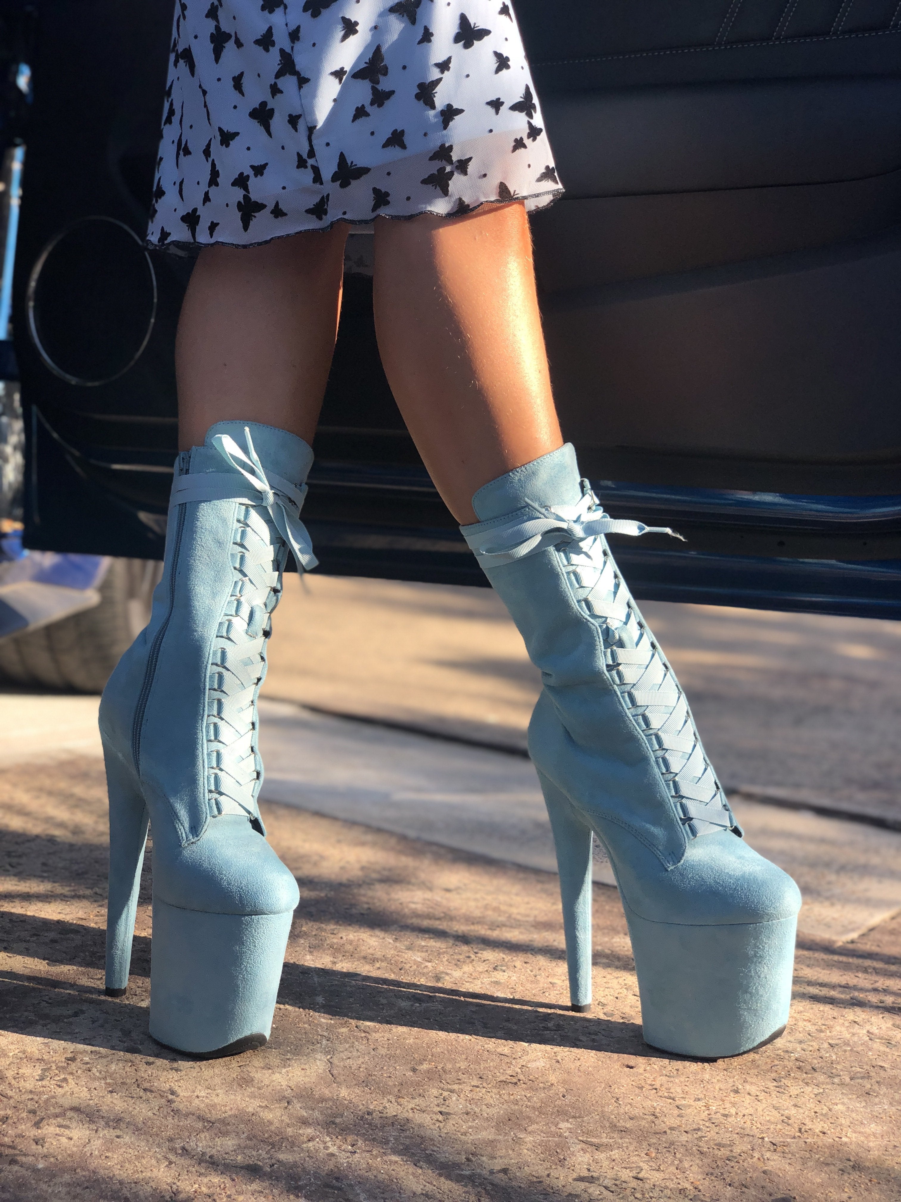 Baby blue sale tie up heels