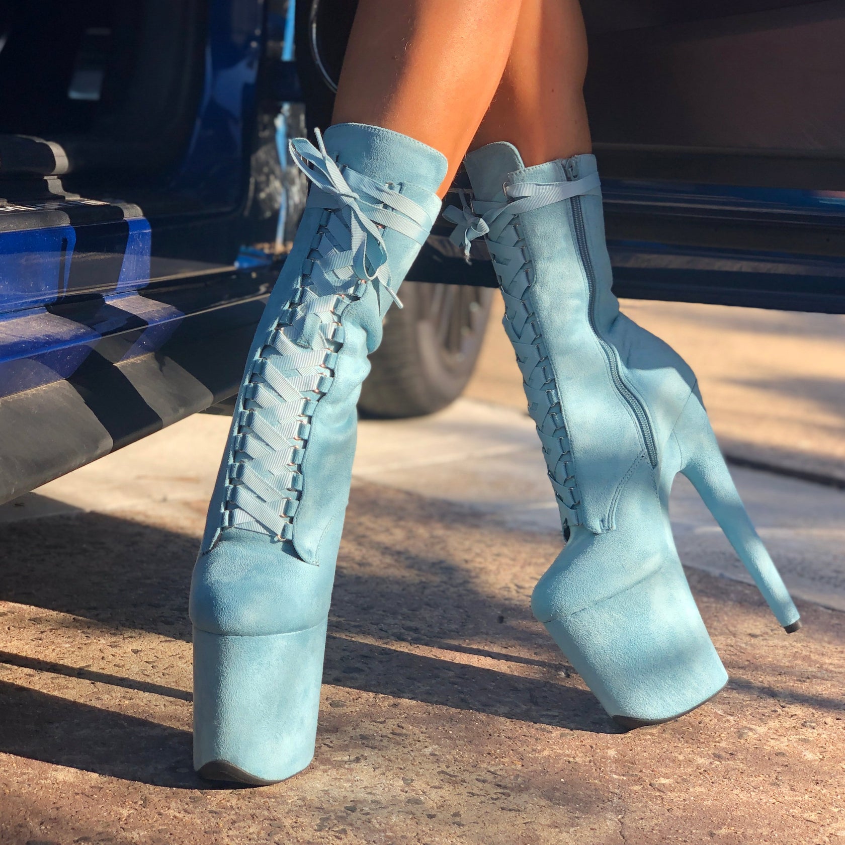 High Babydoll Baby Blue - 8 INCH, stripper shoe, stripper heel, pole heel, not a pleaser, platform, dancer, pole dance, floor work