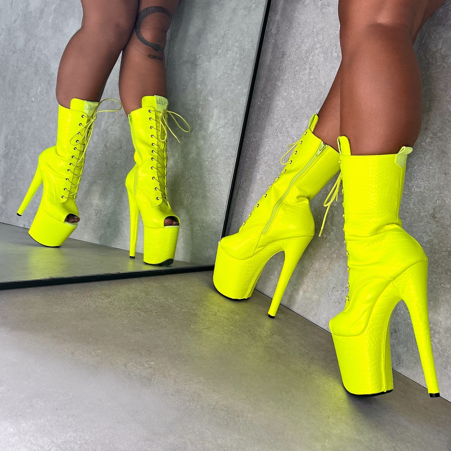 Oh Snap Boot Open Toe Wide Fit - 8 INCH, stripper shoe, stripper heel, pole heel, not a pleaser, platform, dancer, pole dance, floor work