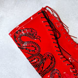 VIPER Boot Red with Black Thicc Thigh High - 7INCH, stripper shoe, stripper heel, pole heel, not a pleaser, platform, dancer, pole dance, floor work