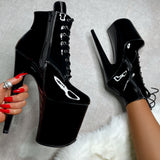 Black Beatle - Ankle Boot - 8 INCH, stripper shoe, stripper heel, pole heel, not a pleaser, platform, dancer, pole dance, floor work