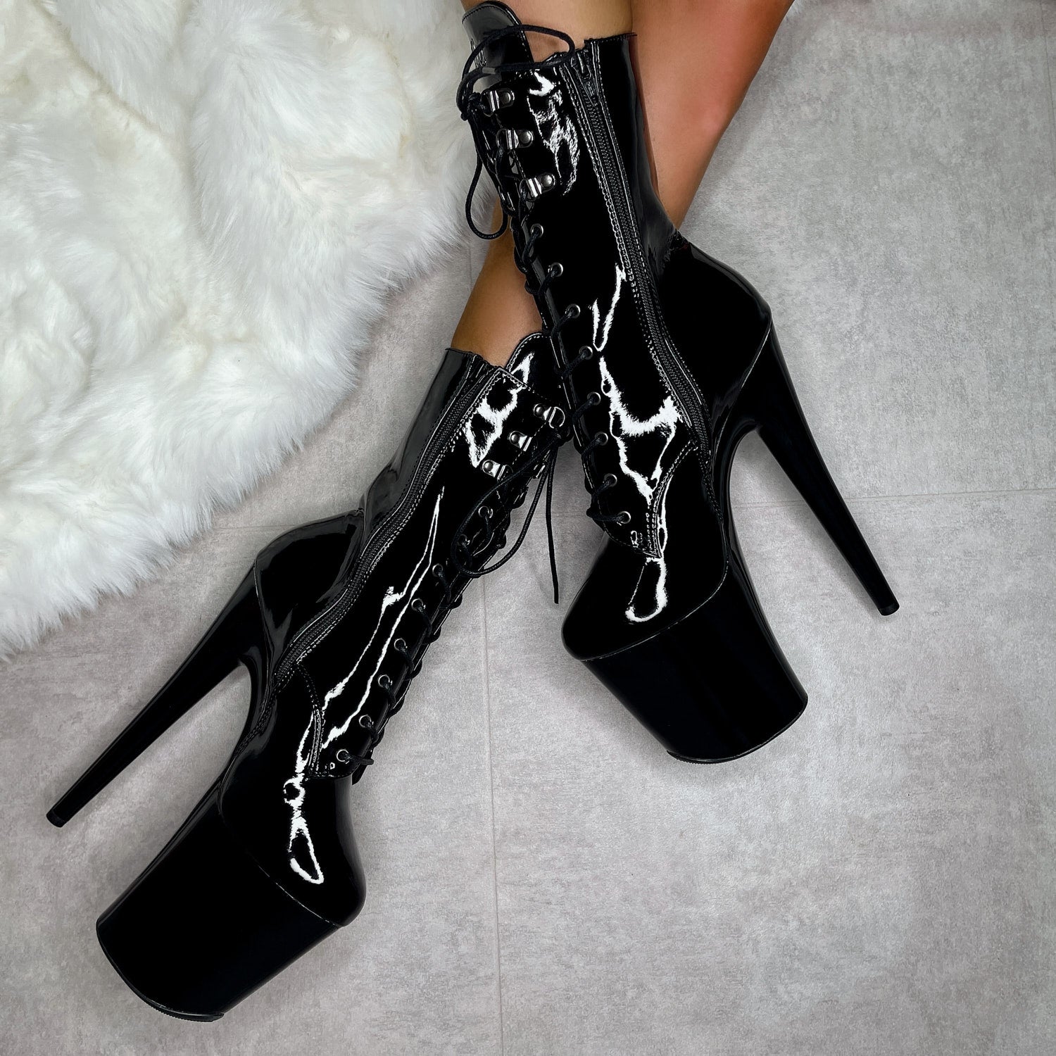 Black Beatle - Boot - 8 INCH, stripper shoe, stripper heel, pole heel, not a pleaser, platform, dancer, pole dance, floor work