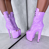 Lipkit Boot Open Toe - Grape - 8INCH
