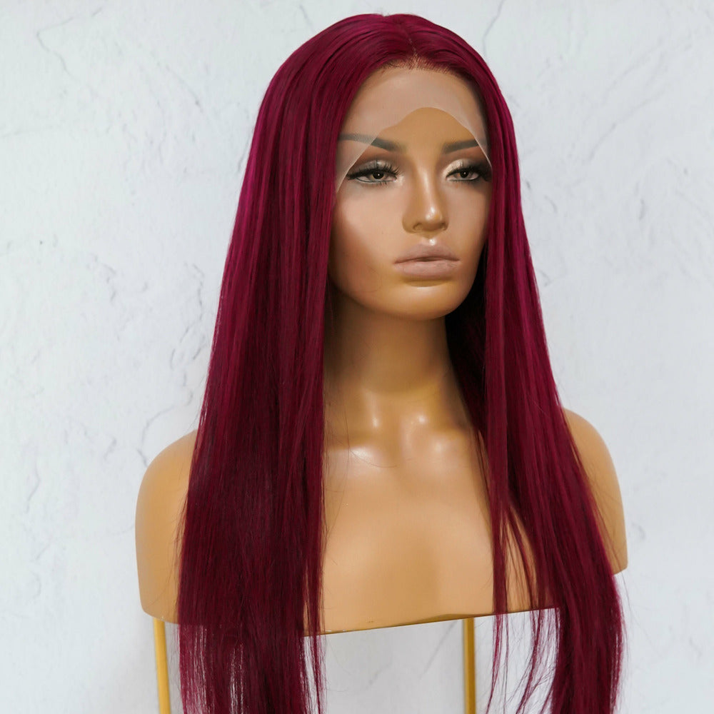 LILLY Burgundy Human Hair Lace Front Wig