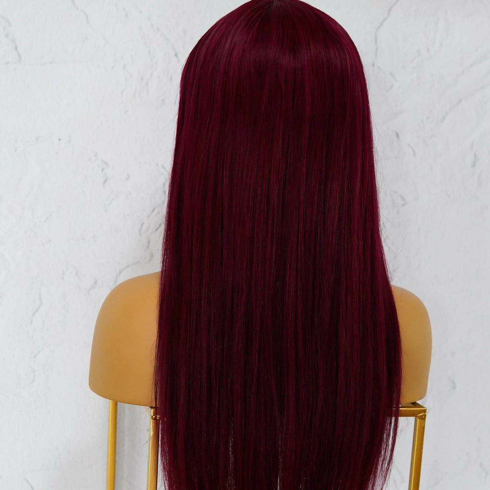 LILLY Burgundy Human Hair Lace Front Wig