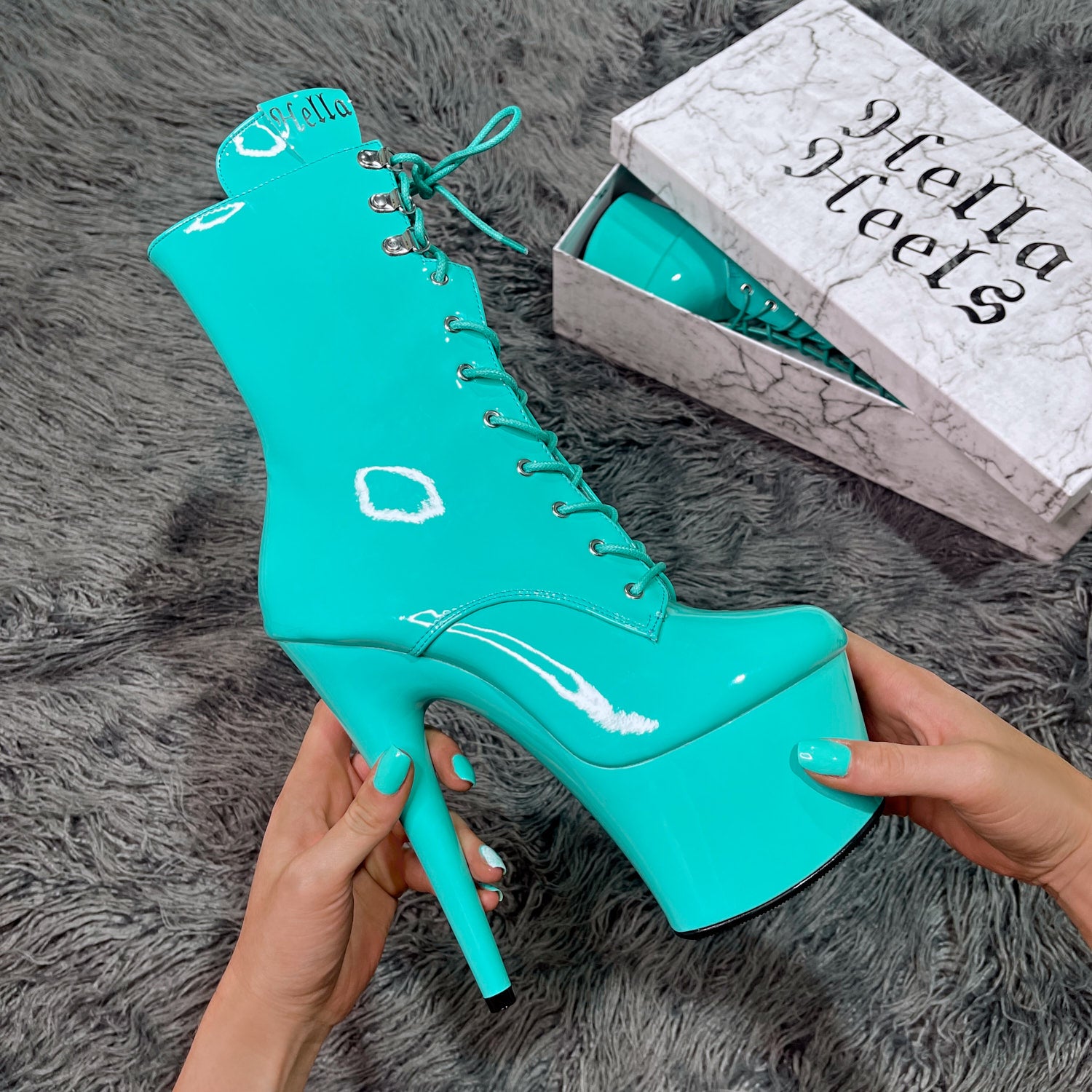 LipKit Boot - Minted - 7 INCH, stripper shoe, stripper heel, pole heel, not a pleaser, platform, dancer, pole dance, floor work