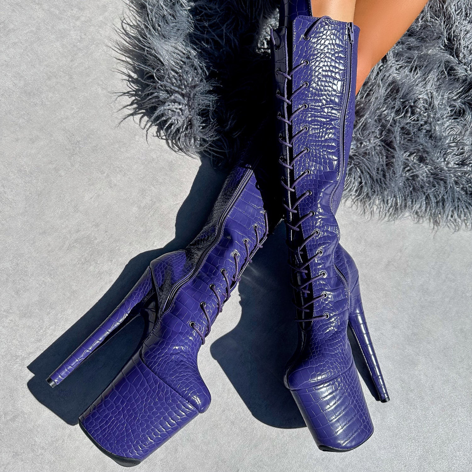 Play Dead - Knee Boot - 8INCH, stripper shoe, stripper heel, pole heel, not a pleaser, platform, dancer, pole dance, floor work