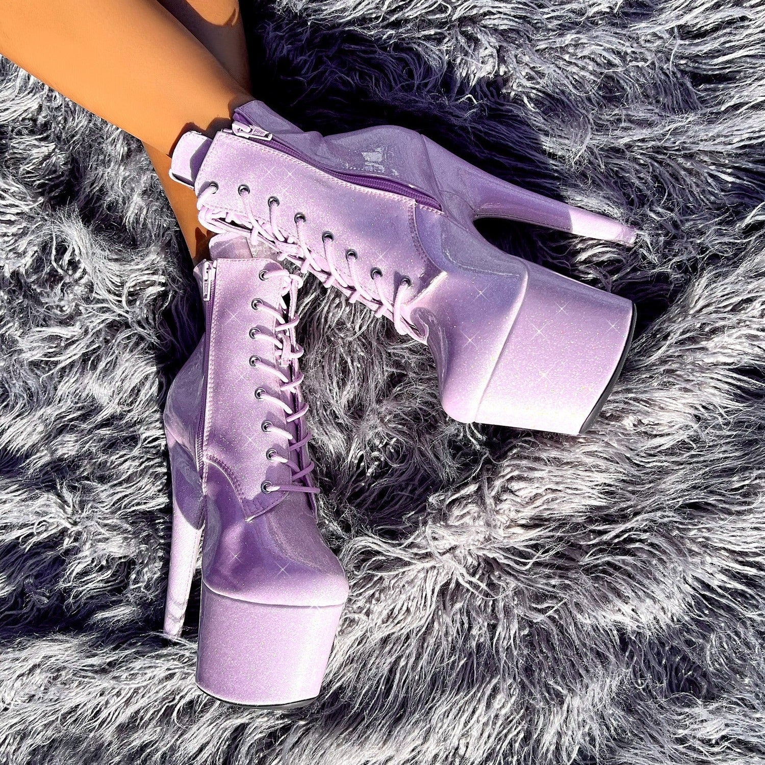 The Glitterati Ankle Boot - Lilac Lovers - 7 INCH, stripper shoe, stripper heel, pole heel, not a pleaser, platform, dancer, pole dance, floor work