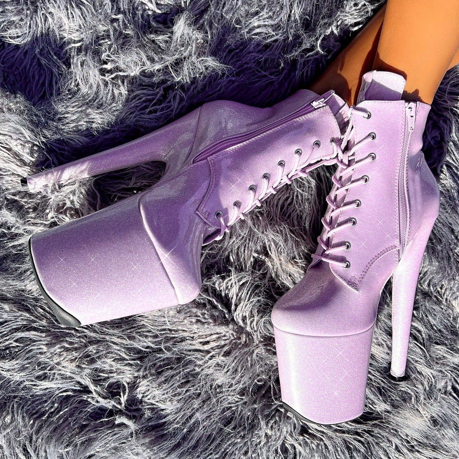 The Glitterati Ankle Boot - Lilac Lovers - 8 INCH, stripper shoe, stripper heel, pole heel, not a pleaser, platform, dancer, pole dance, floor work