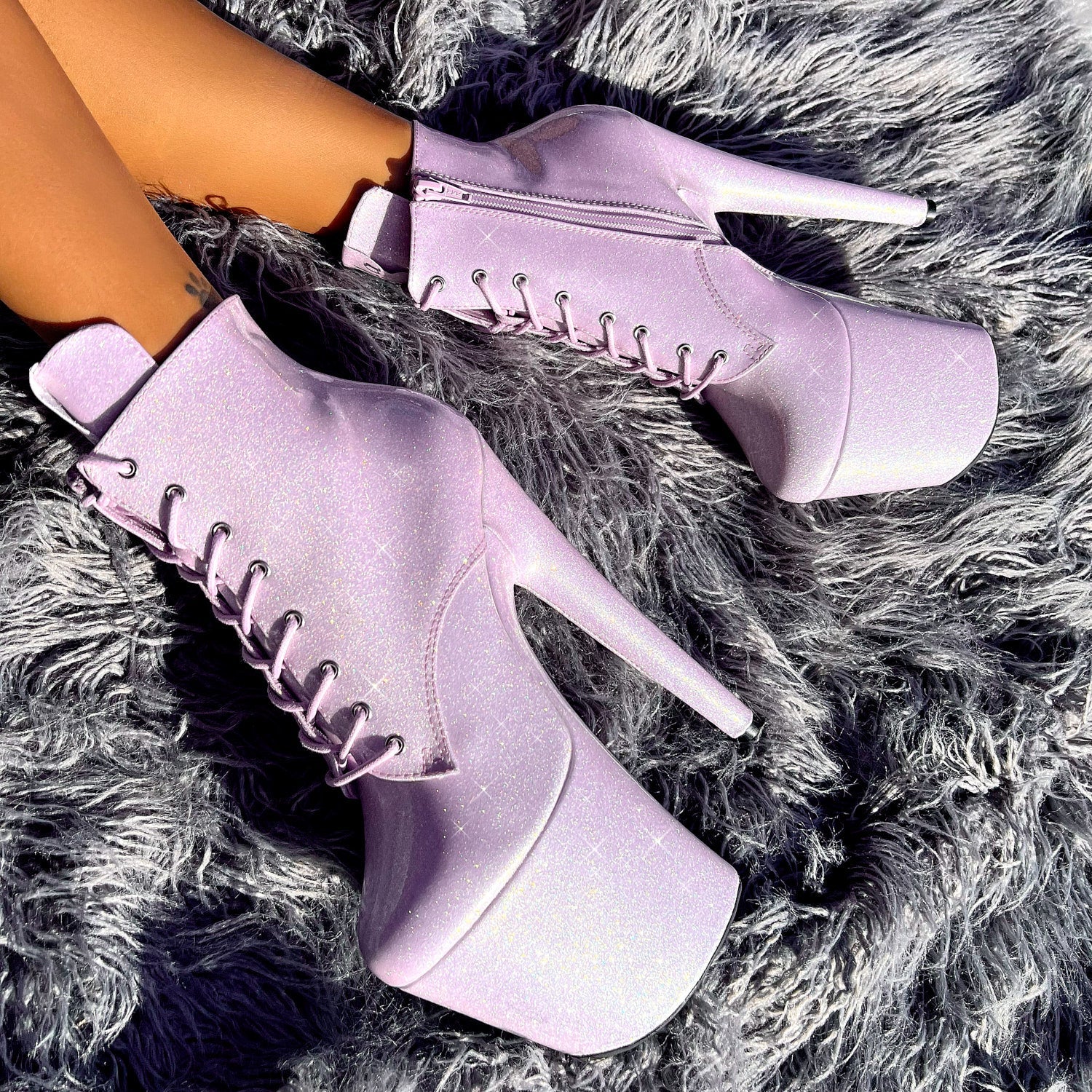 The Glitterati Ankle Boot - Lilac Lovers - 8 INCH, stripper shoe, stripper heel, pole heel, not a pleaser, platform, dancer, pole dance, floor work