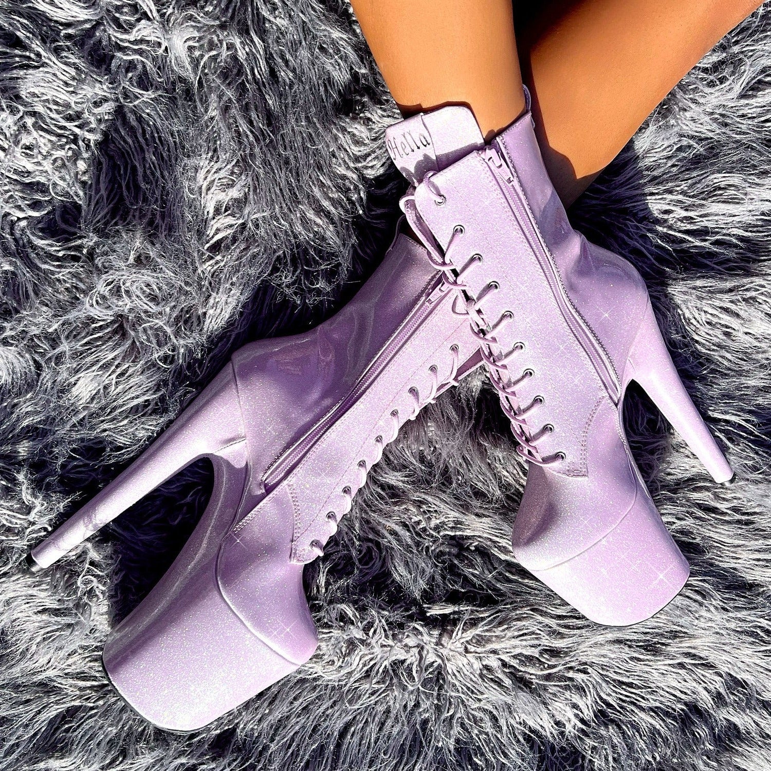 The Glitterati Boot - Lilac Lovers - 8 INCH, stripper shoe, stripper heel, pole heel, not a pleaser, platform, dancer, pole dance, floor work