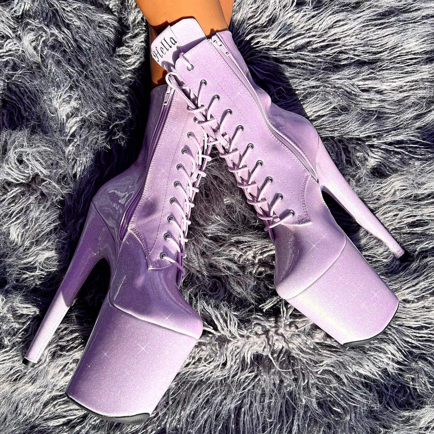 The Glitterati Boot - Lilac Lovers - 8 INCH, stripper shoe, stripper heel, pole heel, not a pleaser, platform, dancer, pole dance, floor work