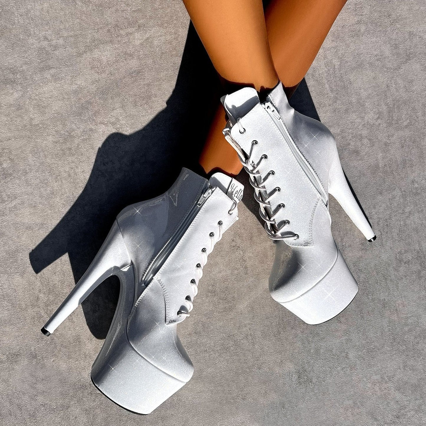 The Glitterati Ankle Boot - Snow Kween - 7 INCH, stripper shoe, stripper heel, pole heel, not a pleaser, platform, dancer, pole dance, floor work