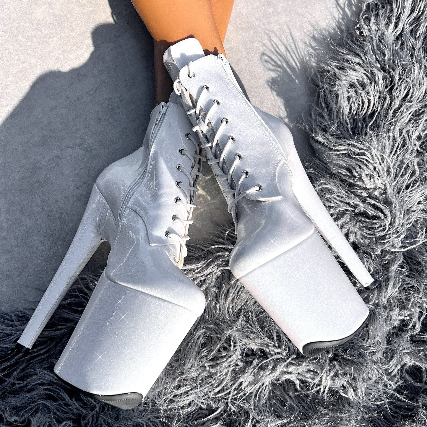 The Glitterati Ankle Boot - Snow Kween - 8 INCH