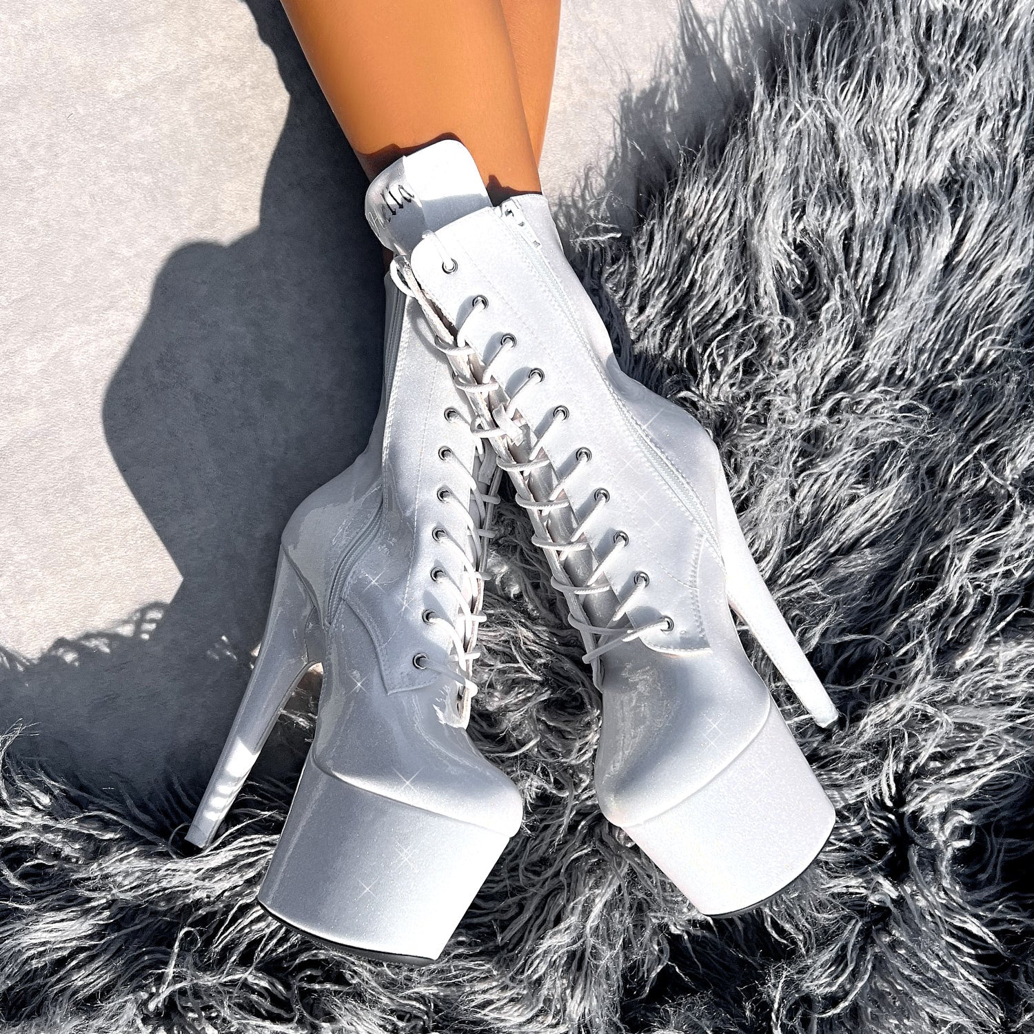 The Glitterati Boot - Snow Kween - 7 INCH, stripper shoe, stripper heel, pole heel, not a pleaser, platform, dancer, pole dance, floor work