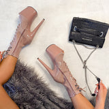 LipKit Open Toe Boot - Boujee - 8 INCH, stripper shoe, stripper heel, pole heel, not a pleaser, platform, dancer, pole dance, floor work