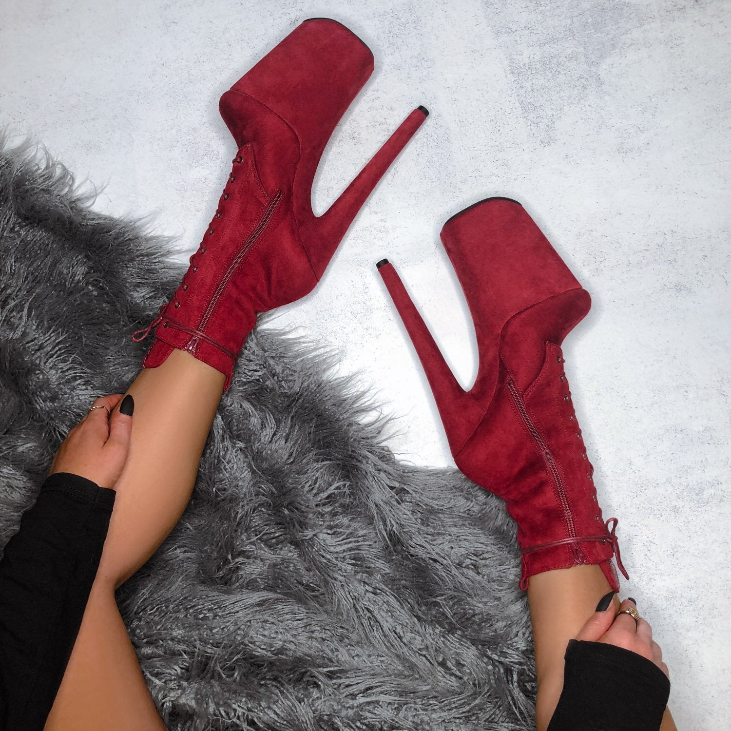 BabyDoll Dark Red - 9 INCH, stripper shoe, stripper heel, pole heel, not a pleaser, platform, dancer, pole dance, floor work