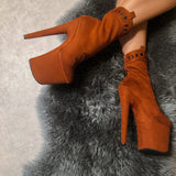 Ride 'em Boot - Chestnut - 8 INCH, stripper shoe, stripper heel, pole heel, not a pleaser, platform, dancer, pole dance, floor work