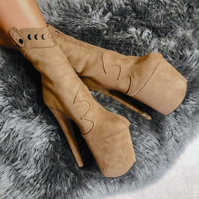 Ride 'em Boot - Desert - 8 INCH, stripper shoe, stripper heel, pole heel, not a pleaser, platform, dancer, pole dance, floor work