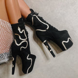 Snake In My Boot - Black - 8 INCH, stripper shoe, stripper heel, pole heel, not a pleaser, platform, dancer, pole dance, floor work
