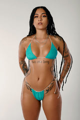 Snapped Aqua/White - HOAH Bikini Top
