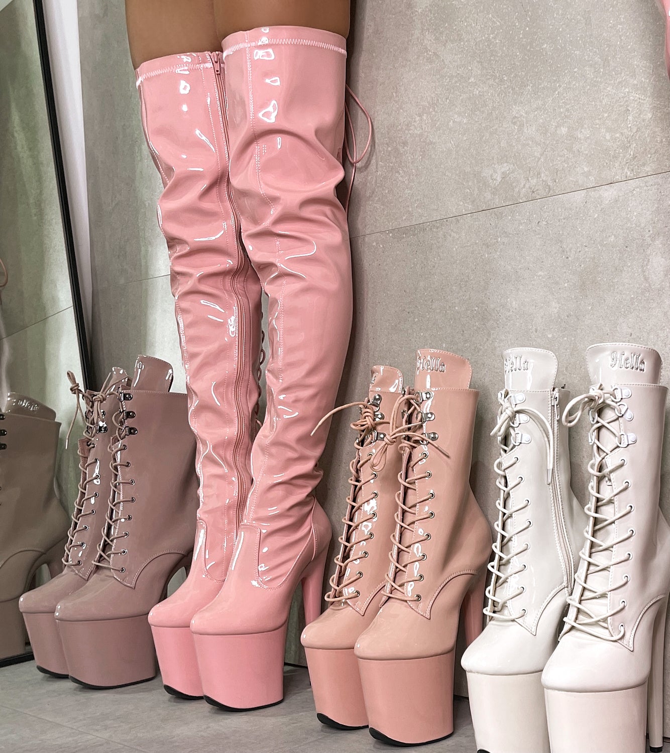 Hella Heels Thigh High Pink Boots Hella Heels Pink Ombre High