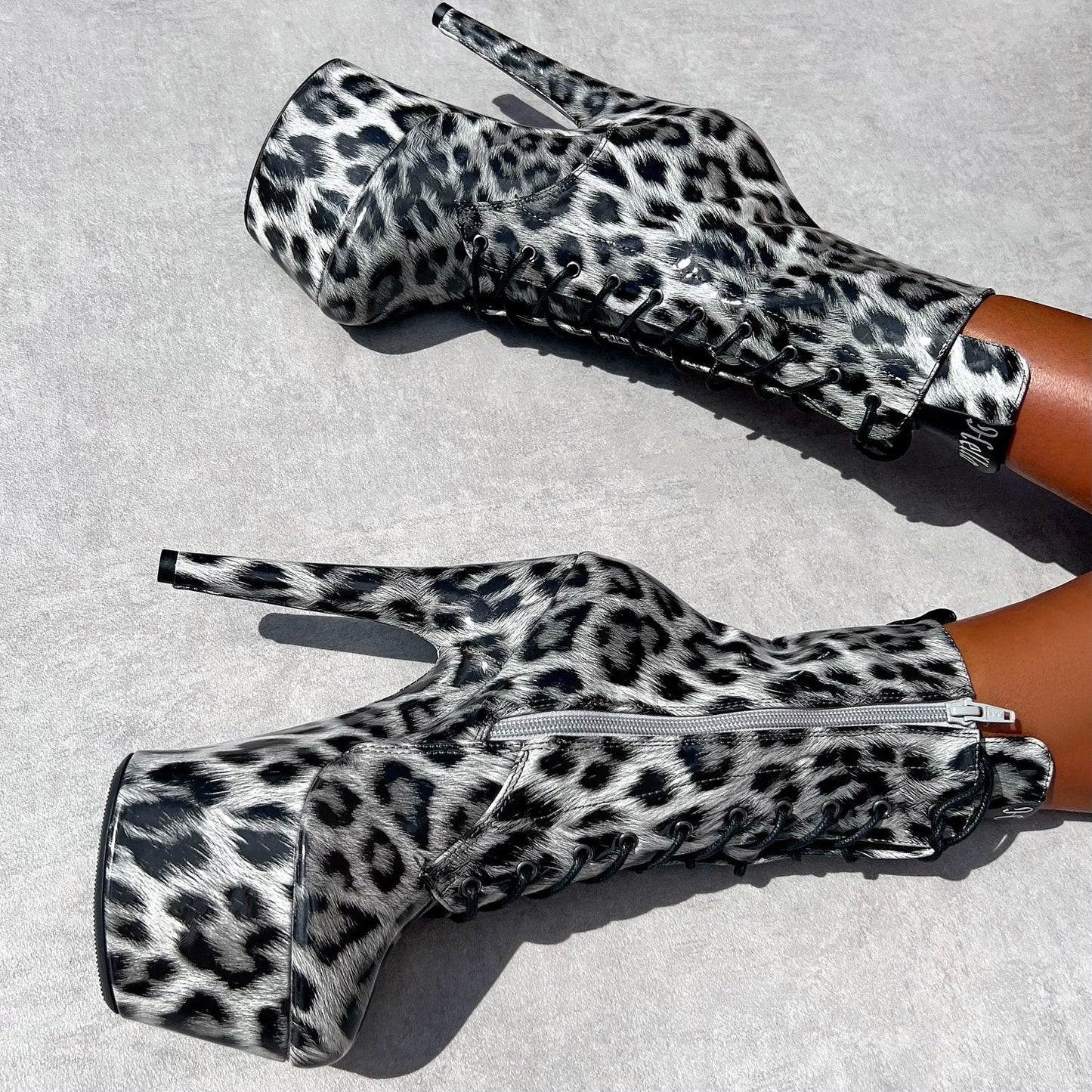 Snow Leopard Boot - 7 INCH, stripper shoe, stripper heel, pole heel, not a pleaser, platform, dancer, pole dance, floor work