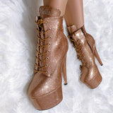 The Glitterati Ankle Boot - Oh Honey - 7 INCH, stripper shoe, stripper heel, pole heel, not a pleaser, platform, dancer, pole dance, floor work