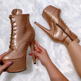 The Glitterati Ankle Boot - Oh Honey - 7 INCH, stripper shoe, stripper heel, pole heel, not a pleaser, platform, dancer, pole dance, floor work
