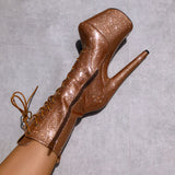 The Glitterati Boot - Oh Honey - 8 INCH, stripper shoe, stripper heel, pole heel, not a pleaser, platform, dancer, pole dance, floor work