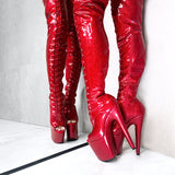 Glitterati Thigh High Open Toe - Kansass - 8 INCH, stripper shoe, stripper heel, pole heel, not a pleaser, platform, dancer, pole dance, floor work