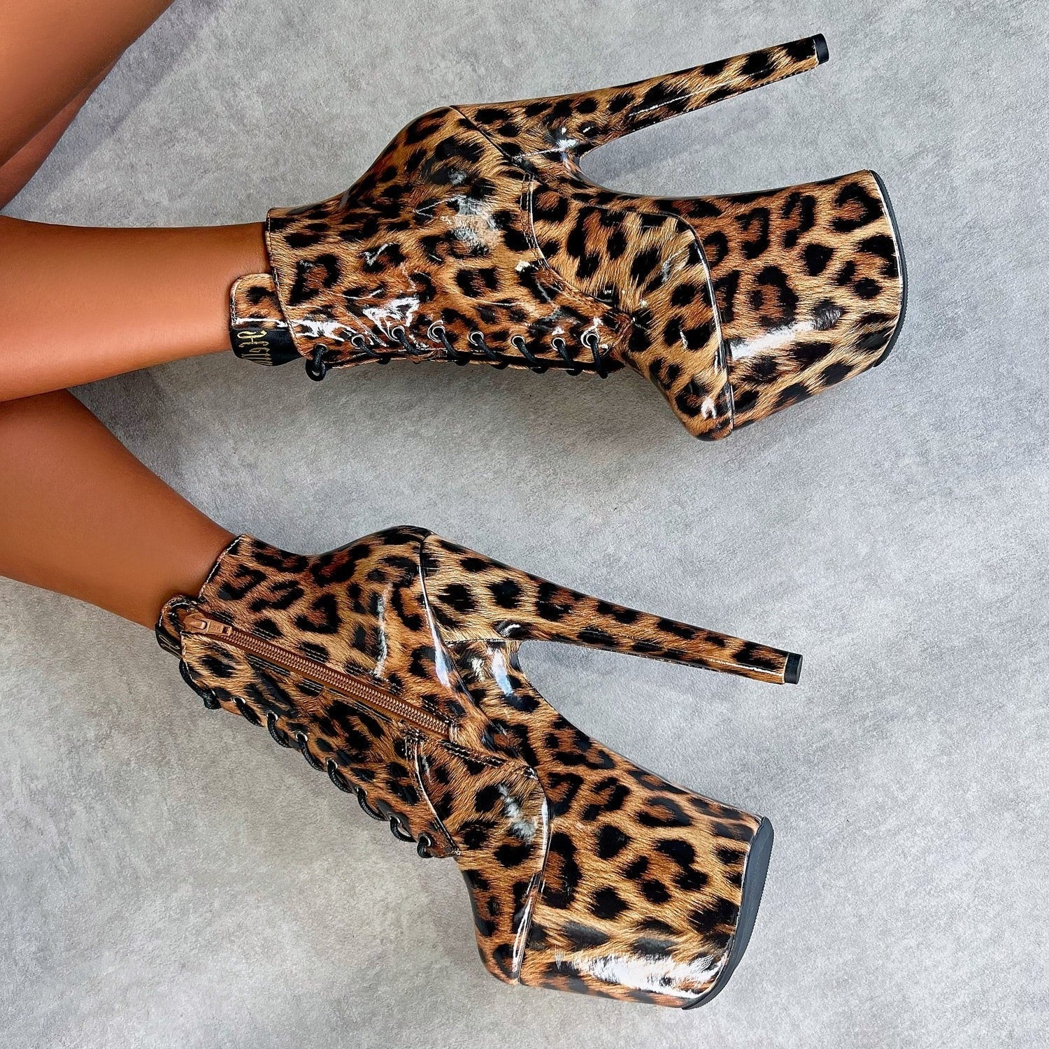 Leopard Ankle Boot - 8 INCH, stripper shoe, stripper heel, pole heel, not a pleaser, platform, dancer, pole dance, floor work