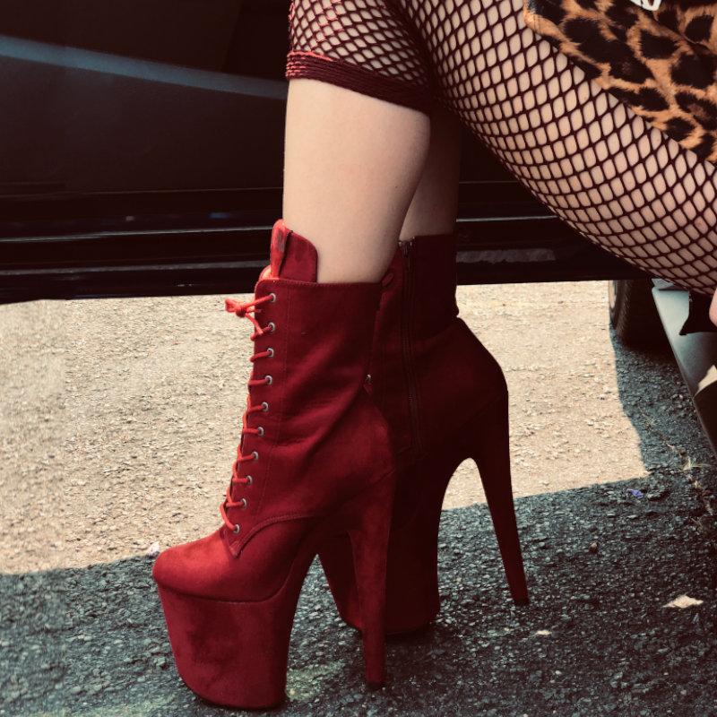 BabyDoll Dark Red - 8 INCH, stripper shoe, stripper heel, pole heel, not a pleaser, platform, dancer, pole dance, floor work