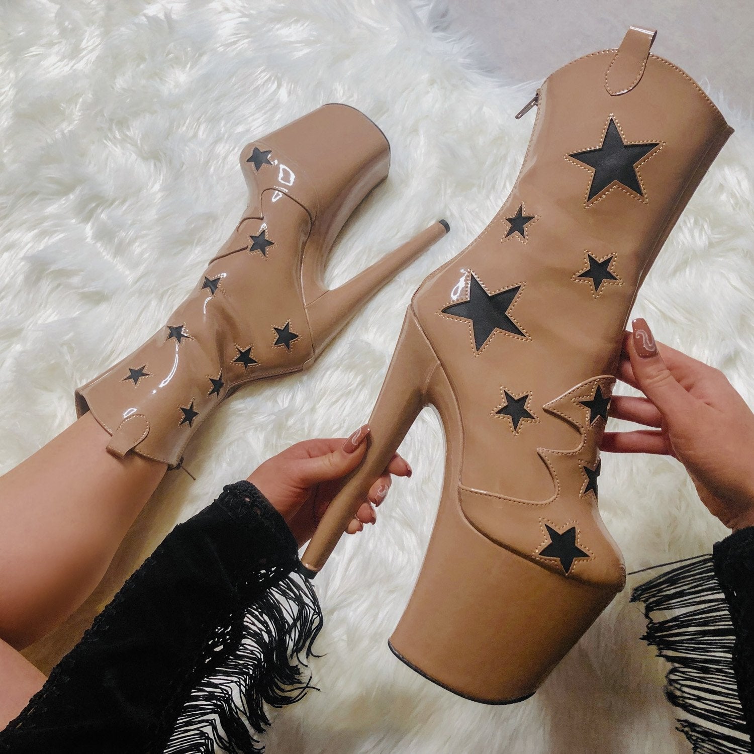 Save A Horse - Tan - 8 INCH, stripper shoe, stripper heel, pole heel, not a pleaser, platform, dancer, pole dance, floor work