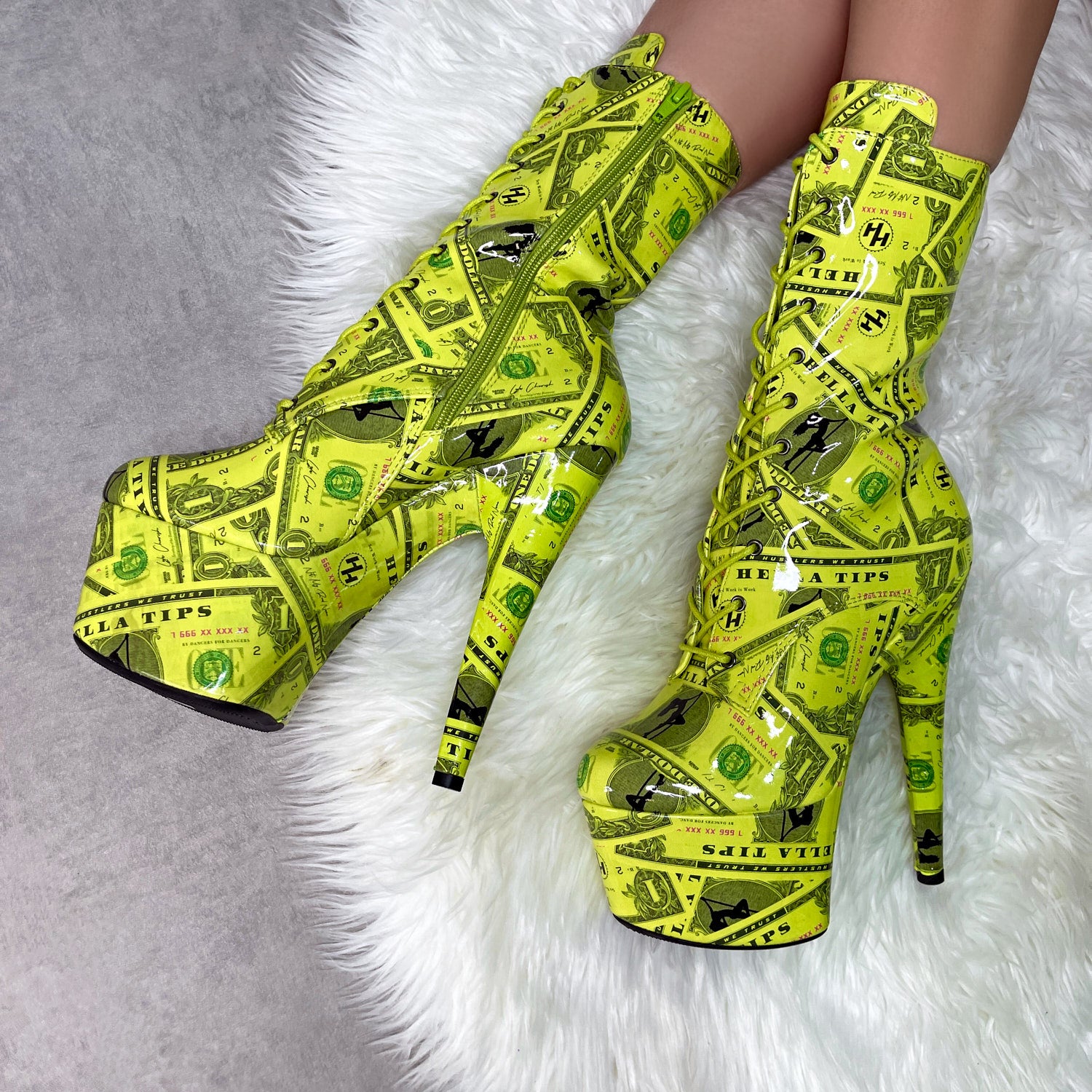 Dancing Dollar$ Boot - Tequila & Lime - 7 INCH