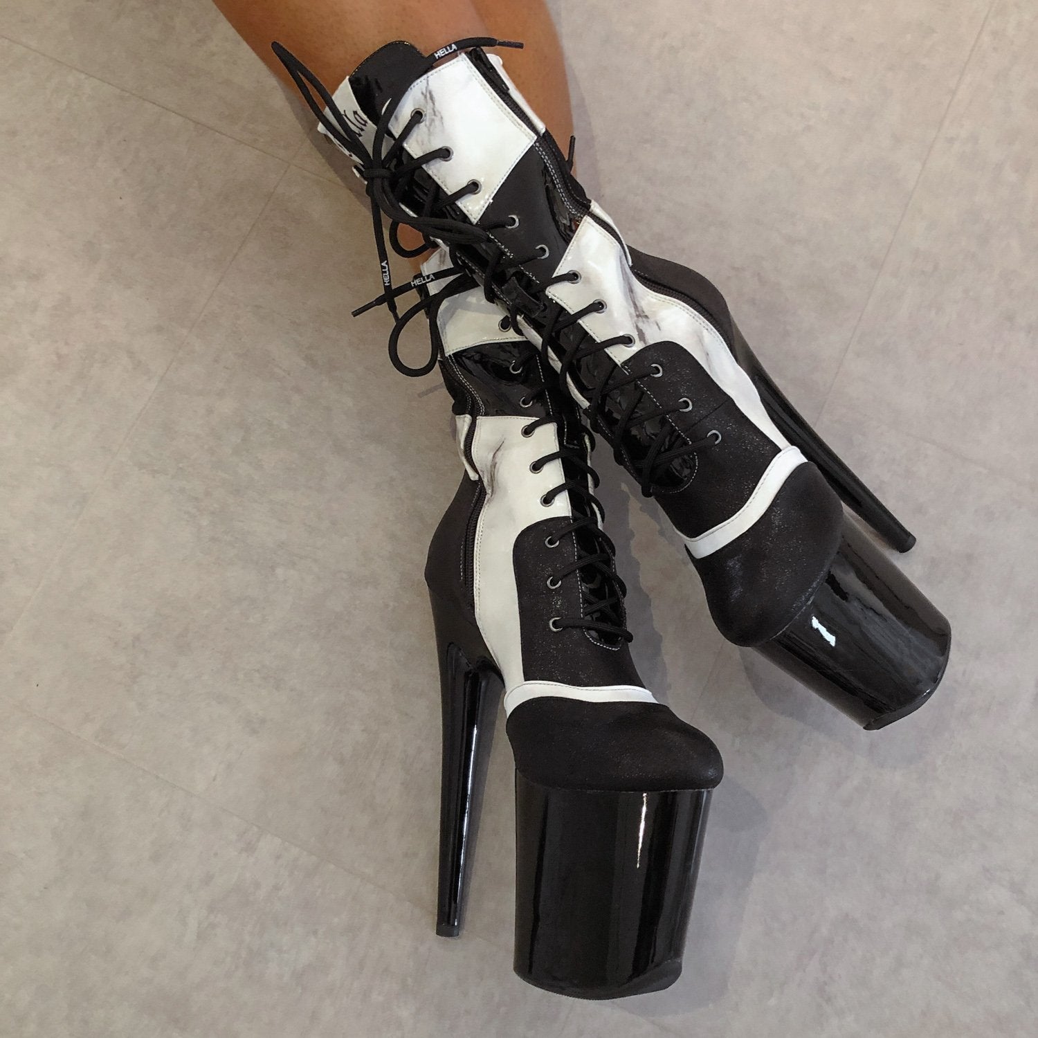 Empire Kicks Sneaker White Marble - 8 INCH, stripper shoe, stripper heel, pole heel, not a pleaser, platform, dancer, pole dance, floor work