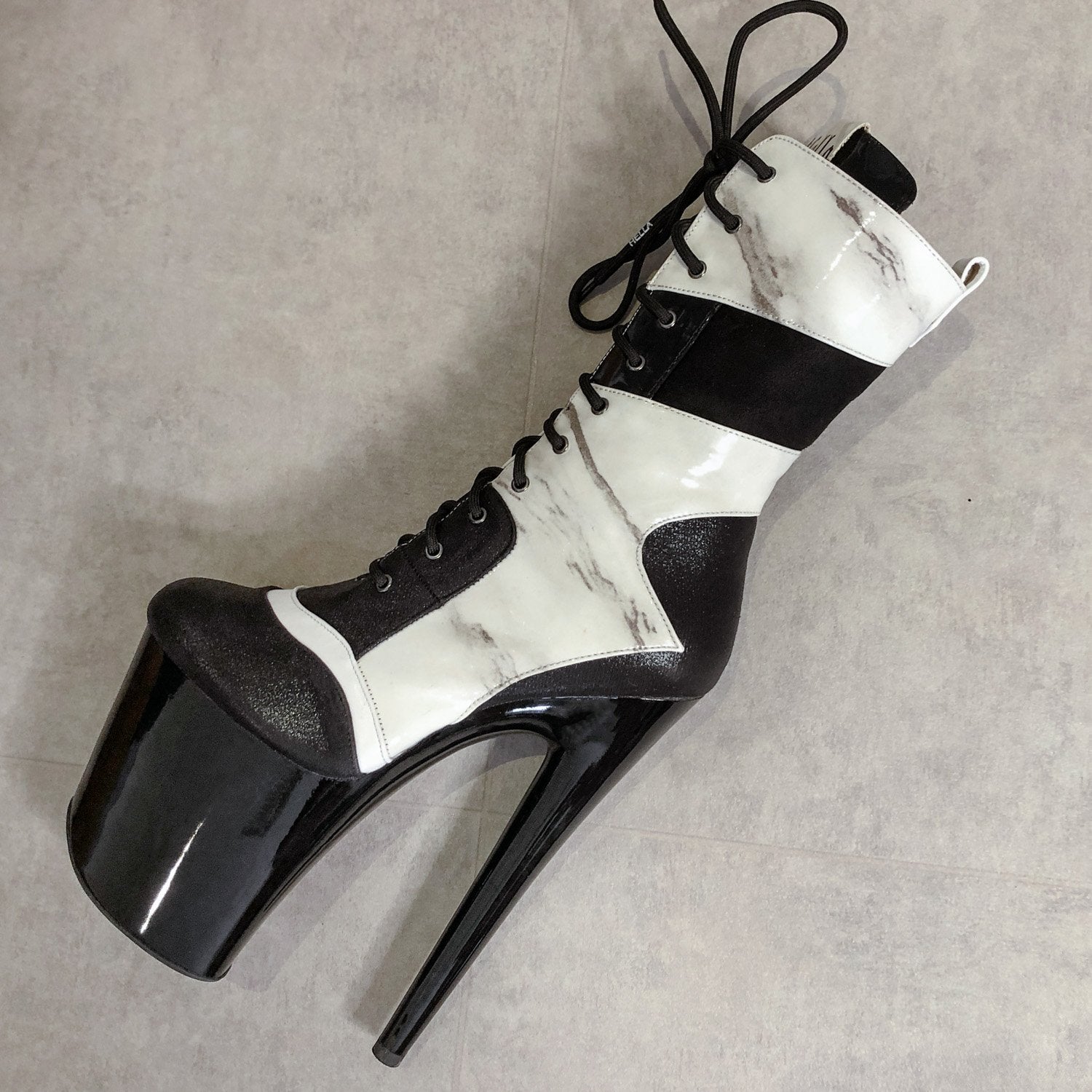 Empire Kicks Sneaker White Marble - 8 INCH, stripper shoe, stripper heel, pole heel, not a pleaser, platform, dancer, pole dance, floor work